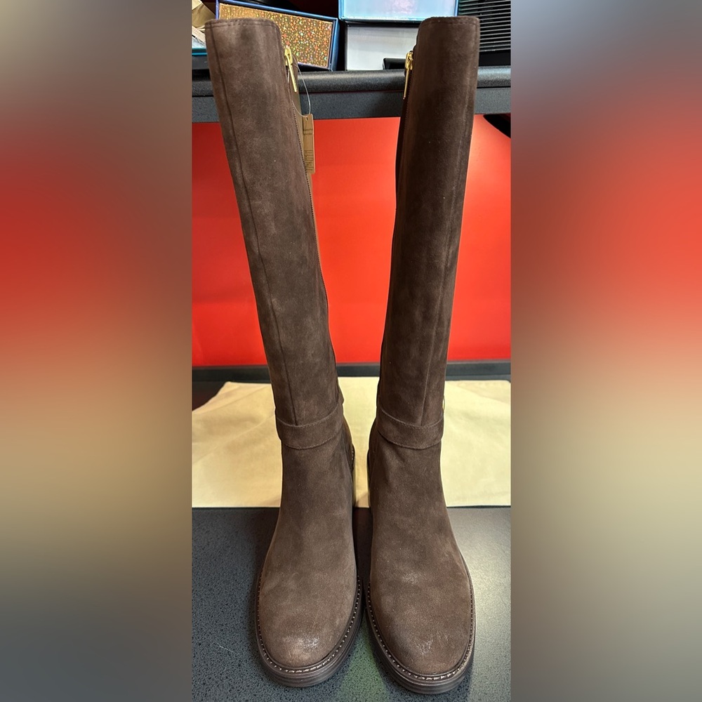 Vince Camuto NWT & Box Brownie Oiled Suede & Elastic/Textile Women’s Sz 10W XC - Picture 4 of 15